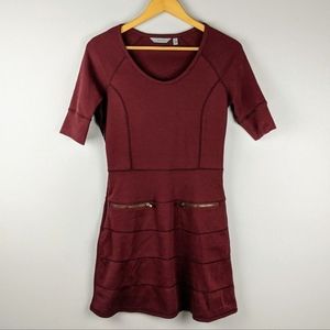 Athleta Burgundy Strata Ponte Zipper Stretch Dress Size MEDIUM